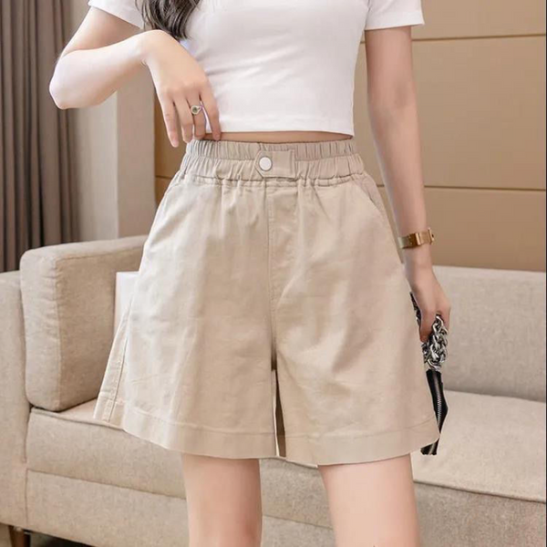 Home Short Pants for Women To Wear Mid Length Baggy Elastic Waist Cotton Womens Shorts Knee Half Loose Bermuda Summer Elasticty