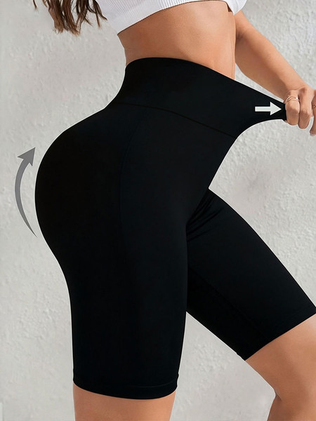 Women's High Waist Biker Shorts Knee Length Tummy Control Ultra Comfort Active Trousers Yoga And Daily Wear Plus Size Leggings
