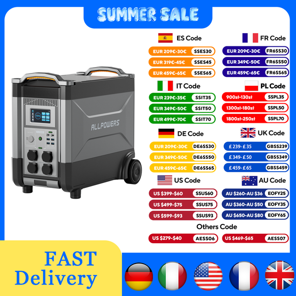 ALLPOWERS R4000 Expandable Portable Power Station 3456Wh LiFePO4 Battery Backup UPS Solar Generator for Camping Power Outage