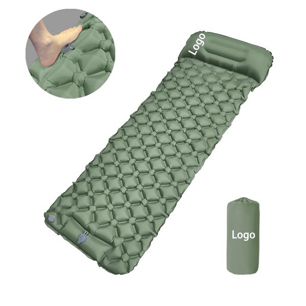 Portable Single Size Air Mattress Travel Bed Sleeping Pad with Pillow for One Person Outdoor Camping Backpacking Logo Custom