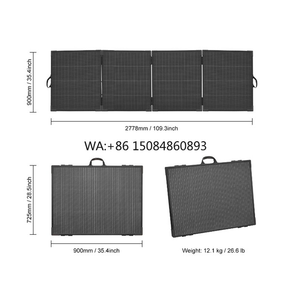 400W Lightweight Bifacial High Efficiency Foldable Solar Panel Outdoor RV Camping Off Grid Power Charging