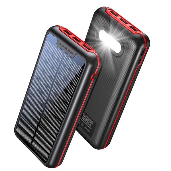 30000mAh Solar Power Bank,3 USB ports,Portable Solar Charger External Battery Bank,LED Flashlight, Camping,Travel & Emergen Use