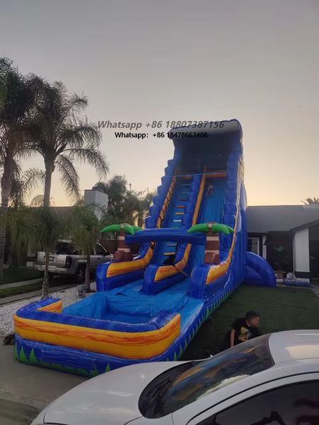 Tall Giant Double Lane Commercial Inflatable Water Slide for Backyard Outdoor Kids Summer Party