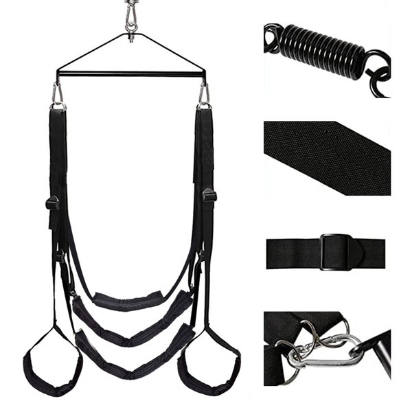 BDSM Sex Swing for Couples, Heavy Duty Adult Sex Swings with Extra Pillow Back Support & Wide Seat, Adjustable Restraint Sex Toys Sex Furniture for Bedroom Restraint Sex Games Holds up to 800LBS