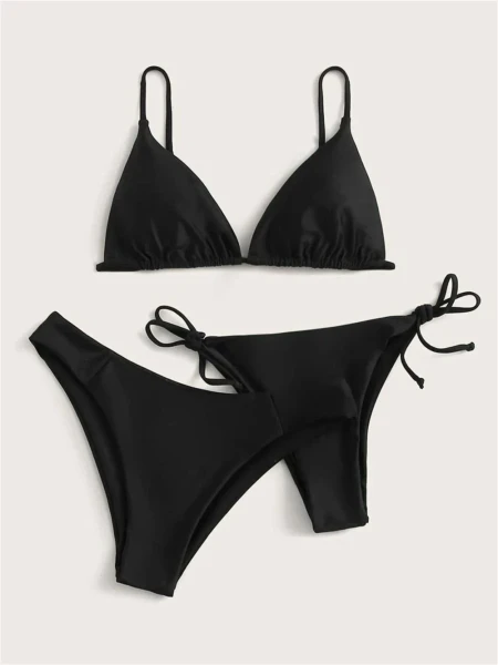 Black Bikini Extreme Swimsuit Triangle Sexy String Swimwear 3Piece Bikinis Set Women Bathing Suit Beach Tangas Biquinis Feminino