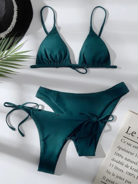 3 Pieces Bikini Set Women Push Up Swimsuit with 2 Bottoms Low & Mid Waist Adjustable Straps Summer Beachwear Bathing Suit