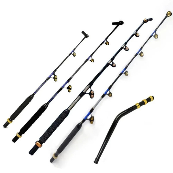 Tuna Fishing Rod Carbon Fiber Saltwater Deep Sea Trolling Rod 80-130lb EVA Handle Swivel Tip Bent Butt Big Game Boat Rod