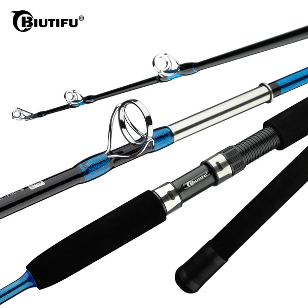 BIUTIFU Boat Ocean Fishing Rods Sea Fishing Jig Bait 40-80g Rod Carbon One and Half Slow Shake Wheel Seat 1.8m 2.1m