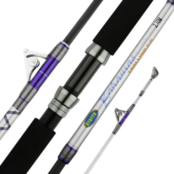 1.98M 2.1M Carbon Spining Fishing Rod 50kg above Superhard 2 Section Long Distance Throwing shot Rod Sea Ocean Boat Fishing Rod