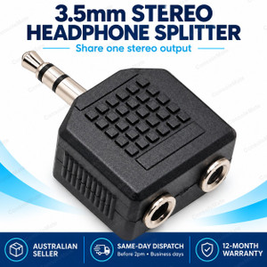 3.5mm Stereo Headphone Splitter Adaptor | Y Split 1 Plug to 2 Sockets – main product photo