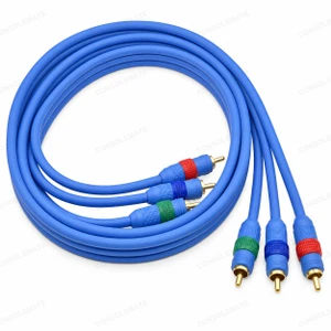 1.5m Component Video Cable | Heavy-Duty Blue, 3 x RCA to 3 x RCA Gold Plated 75 Ohm OFC – main product photo