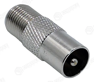 PAL Male Plug to F Type Female Socket Adaptor | TV Aerial to F Coax