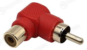 RCA Right-Angle Adaptor Male to Female | 90 Degree Gold-Plated | Red