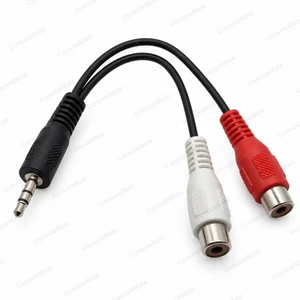 3.5mm Stereo Plug to 2 x RCA Sockets Adaptor Lead | 10cm Y Cable - Product photo