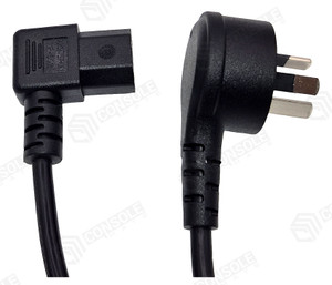 Right-Angle IEC C13 Power Lead 1.8m, Angled Both Ends | Flat AU 3-Pin Mains Plug