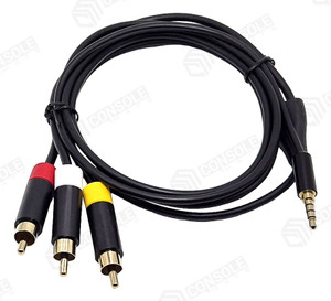 Gold Plated AV Cable for Xbox 360 E - 3.5mm to 3 RCA Composite Lead 1.8m