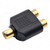 RCA Y Splitter Adaptor - 1 x RCA Socket to 2 x RCA Sockets | Gold Plated – Complete adapter: single socket left, twin sockets right
