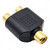 RCA Y Splitter Adaptor - 1 x RCA Socket to 2 x RCA Sockets | Gold Plated – Top and casing seam, alternative three-quarter view – image 8