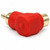 RCA Right-Angle Adaptor Male to Female | 90 Degree Gold-Plated | Red – opposite side and moulded body photo – image 4