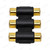 Triple RCA Coupler Gold Plated - Six Female Socket AV Cable Joiner