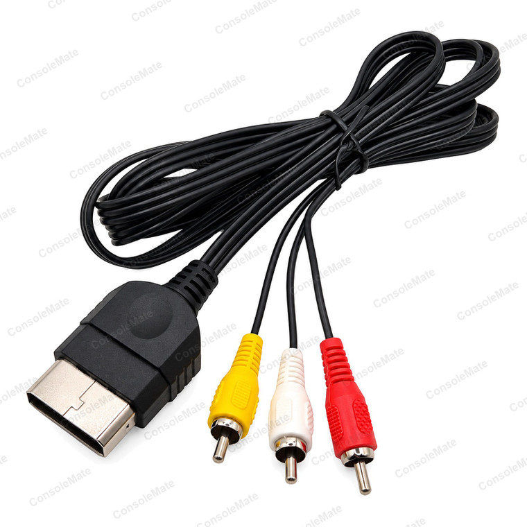 Slim Composite AV Cable for the Original Xbox Console — RCA Audio Video Lead 1.8m – main photo of the complete slim ribbon-style Original Xbox AV cable