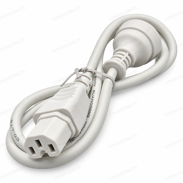 IEC C15 Notched Power Cord 1m White - AU 3-Pin Plug 10A 250V Hot Condition Lead - main product photo