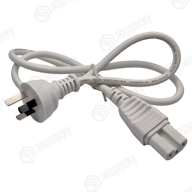 White Notched C15 Power Cord - AU Plug Mains Lead for Appliances & Equipment 1m