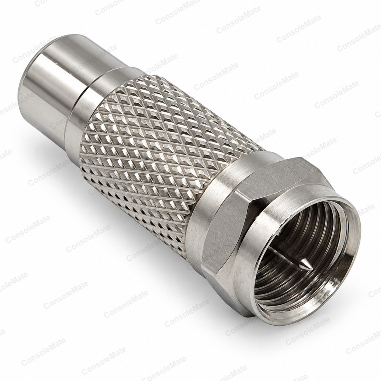 F Type Male Plug to RCA Female Socket Adaptor | Screw On Coax to Phono - main product photo