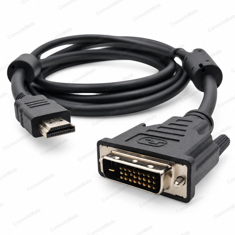 HDMI to DVI-D Cable 2m with Ferrite Cores - 24+1 Pin Monitor Lead - Product photo