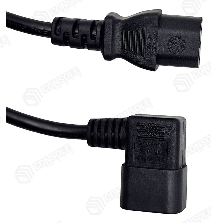 IEC C14 Right-Angle Extension Lead 2m | C14 Male to C13 Female