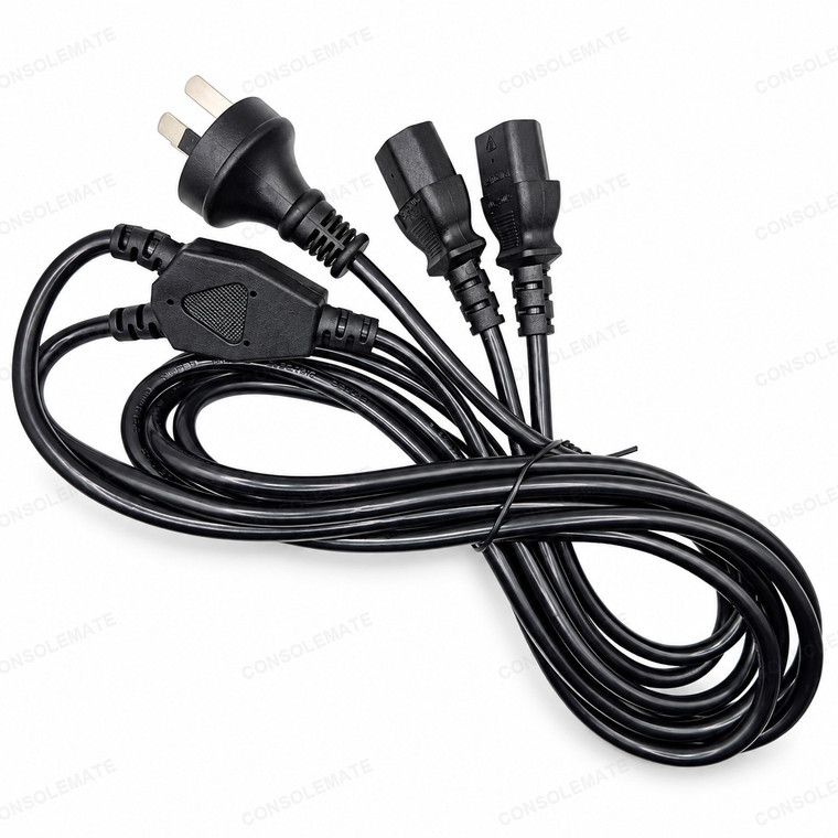IEC C13 Y Splitter Power Lead 2m | AU 3-Pin Plug to Two C13 Sockets - main product photo