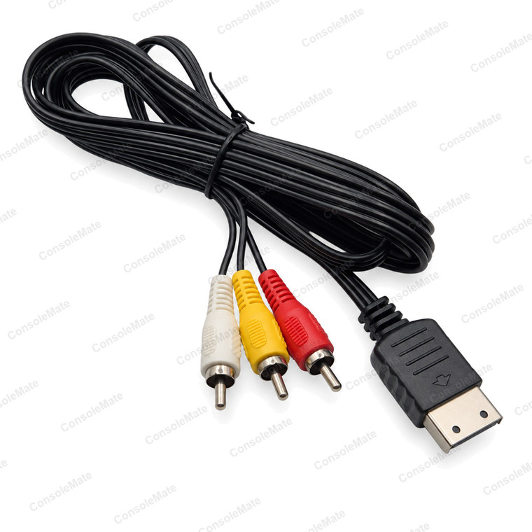 Composite AV Cable for Sega Dreamcast - RCA Audio Video Lead 1.8m – main photo of one complete 1.8m Dreamcast composite AV cable