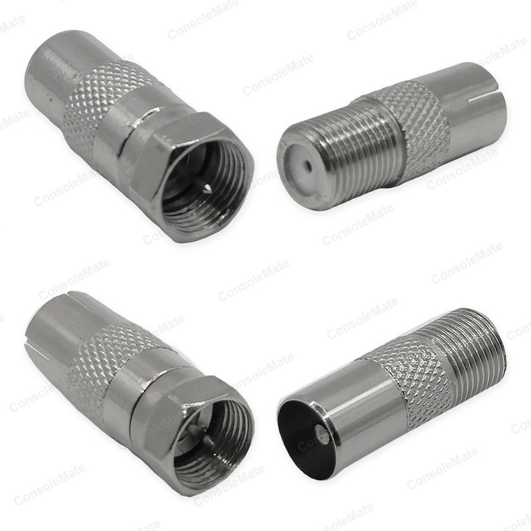 F Type to PAL Adaptor Kit, 4 Piece | One of Each Plug and Socket