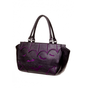 Purple Embroidered Bat Handbag