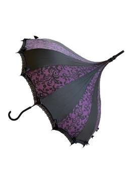 Purple Flowers Damask Parasol Umbrella