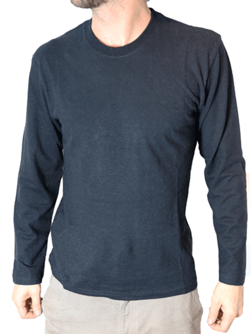 Mens Hemp Long Sleeve T-Shirts Fitted