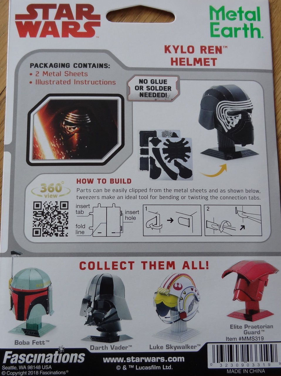 Metal Earth Star Wars Kylo Ren Helmet 3D DIY Model Building Kit Puzzle Game