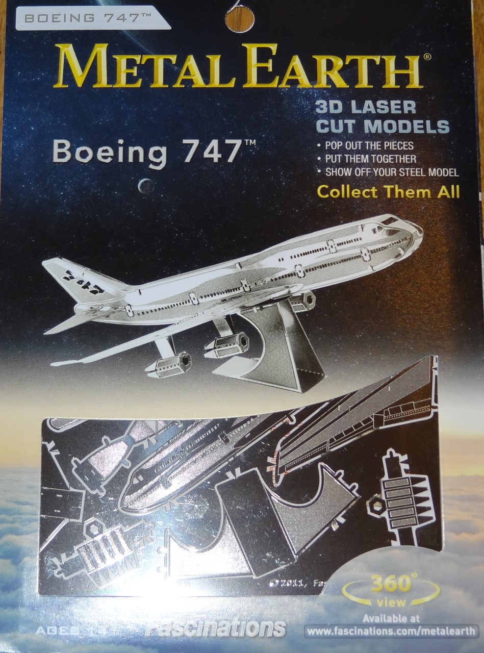 Boeing 747 Jet Airplane Metal Earth Corner Pockets