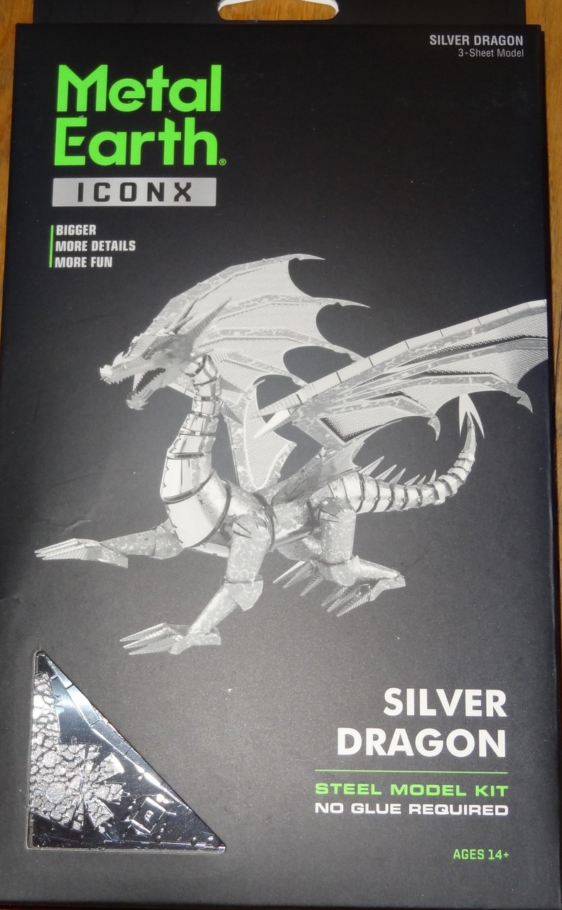 Fascinations ICONX SILVER DRAGON Metal Earth 3D Laser Cut Steel Model Kit ICX023 
