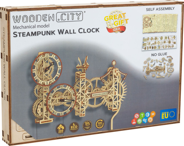 Steampunk Wall Clock Wooden City