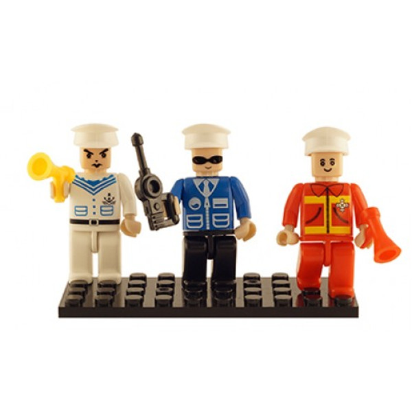 Navy Police Fire Set of 3 Mini Figures BricTek