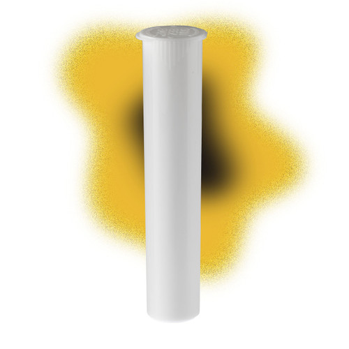 Opaque White 98mm joint tube from Fulcrum Trading Company. Sleek, modern design for pre-rolls. Vibrant color, product visibility, various quantities available.