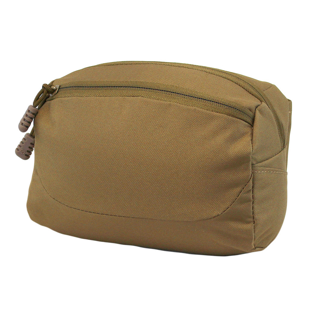 EDC Sling Bag & Waist Pack in Coyote Brown front view with zippered pocket.