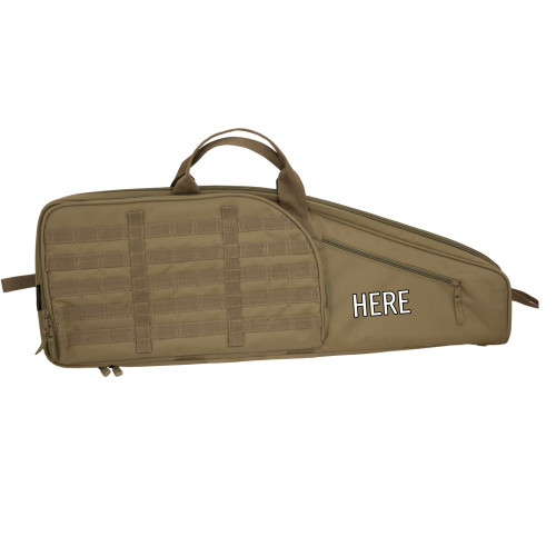 Scoped Carbine Case in coyote brown with monogram placement shown under small front pocket.