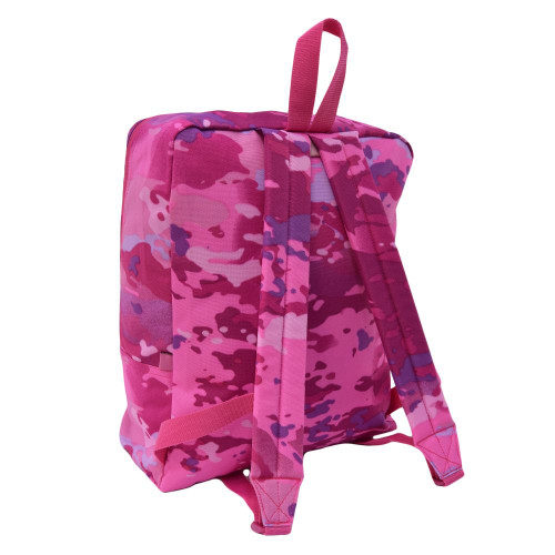 Large Children's Backpack in pink camo backpack straps.