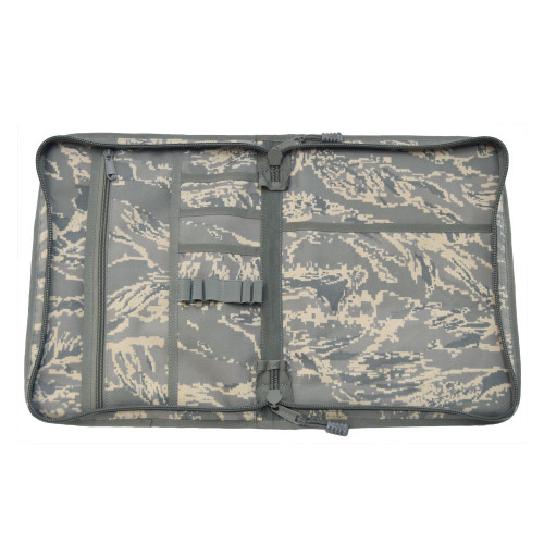 Secret Squirrel Tactical Padfolio in ABU opened showing interior with pockets on both sides and elastic loops.