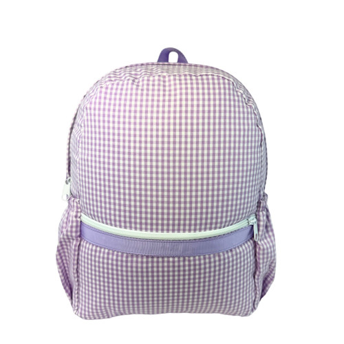 Lilac Gingham Medium Backpack w/ Pockets