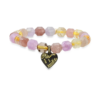 Strawberry   Quartz  with Yellow Sapphire Bracelet