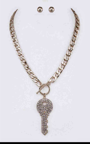 Rhythm Key Choker  Necklace-Silver