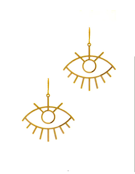 Evil Eye Drop Hoops -Gold